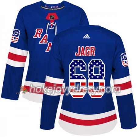Dámské Hokejový Dres New York Rangers Jaromir Jagr 68 2017-2018 USA Flag Fashion Modrá Adidas Authentic